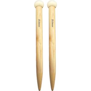 Weabetfu Large Size Bamboo Knitting Needle Straight Single Pointed Thick Knit Needles 13.8-inch Length Jumbo Knitting Needles for Huge Chunky Yarn Handmade DIY Knitting,US Size 50(25mm)