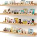 Shario Nursery Book Shelves, 4-Pack Wood Floating Shelves for Wall Kids, Scalloped Shelves, Wall Book Shelves for Bedroom Kids, Toddler Room, Baby Room, Nursery Decor(Wood, 36 Inches)