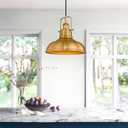 zeyu Farmhouse Pendant Lighting for Kitchen Island, 1-Light Industrial Hanging Pendant Light with Metal Dome Shade, Gold Finish, 016-1 BG