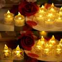 SupBri 48 Pack Flameless Tea Lights - Battery Operated Crystal LED Tealight & Votive Electric Fake Candles for Valentines & Christmas