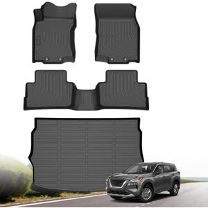Floor Mats & Cargo Liner for Nissan Rogue Sport 2017-2022 (Only Fit Cargo Mat in Upper Position) All-Weather TPE Waterproof Full Coverage for Rogue Custom Fit Car Liners