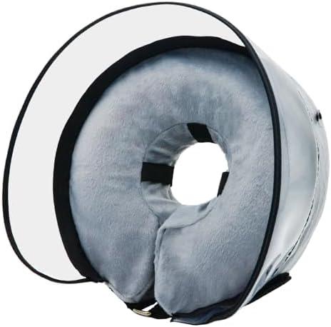 MRSOHRET Dog Cone, Dog Surgery Collar, Inflatable Cones for Small Medium Large Dogs, Grey Recovery Collar, Does not Impede Vision (L Grey)