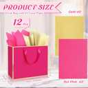 ReliThick 12 Pack Metallic Paper Gift Bag with Handles and Tissue Paper 11.8 x 10 x 4'' Thank You Favor Bag for Graduation Mother's Day Wedding Bridesmaid Groomsman 5 Senses Gifts (Hot Pink,Gold), 1 count
