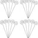 HOHIYA 50 Pack Floral Card Holder Pick Sticks 5 Inch Stainless Wire Photo Clip for Wedding Place Cards Table Number Memo Notes Cake & Centerpiece Decoration