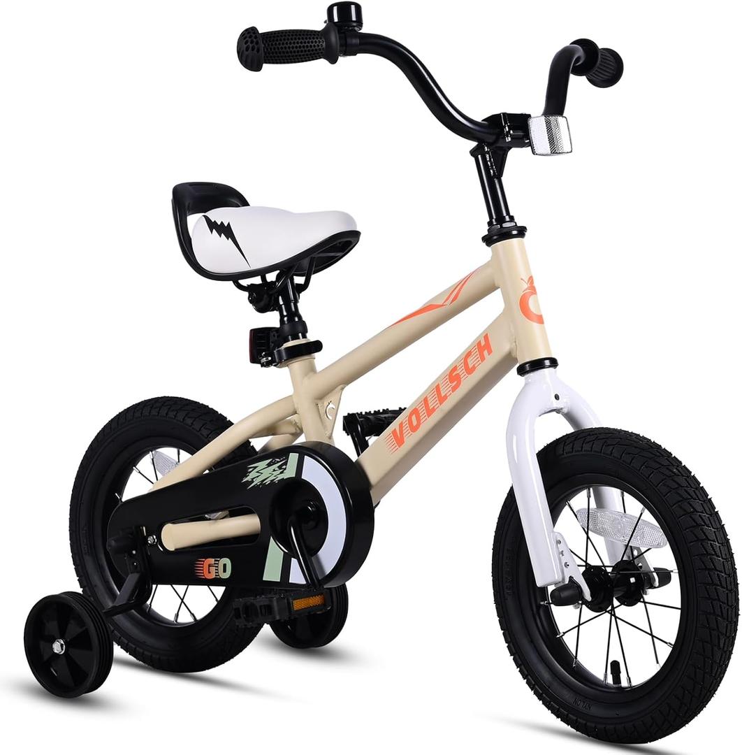 vollsch 12 14 16 Inch Kids Bike for Ages 2-8 Years Old Boys Girls Toddlers BMX Style Bicycle with Training Wheels & Coaster Brake, Multiple Colors