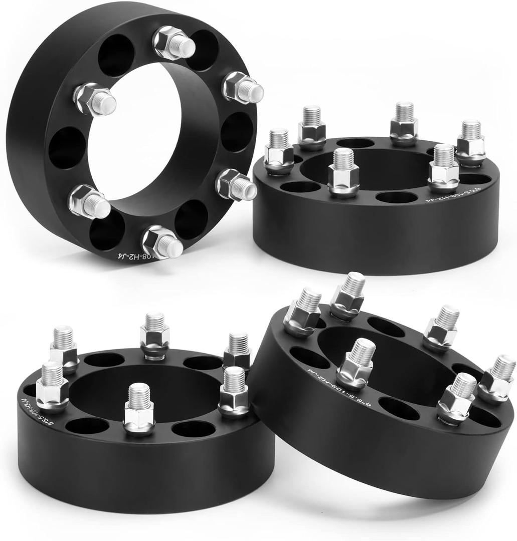 KSP 6x5.5 Wheel Spacers for Chevy Silverado GMC Sierra, 2inch 6x139.7mm Lug Centric Spacer for Suburban Express 1500 Escalade Yukon, 50mm Wheel Adapter 108mm Hub Bore with M14x1.5 Studs Black 4PCS