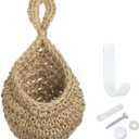 PATIKIL Hanging Fruit Baskets for Kitchen, Mini Size Teardrop Home Decor Storage Hand-Woven Wall Hanging Basket for Garlic Potato Vegetable, Brown