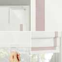 Sun Zero Marline Pink Ribbon Border 100% Total Blackout Cordless Roman Shade, Pink/White, 35" W x 64" H