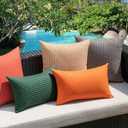 Kevin Textile Outdoor Waterproof Throw Pillow Covers Pack of 2 Farmhouse Decorative Cushion Covers for Garden Patio Tent Balcony Bench Couch Sofa 22x22 Inch, Dark Green