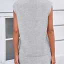 Fisoew Womens 2 Piece Skirt Sets Summer Sleeveless Half Zip Sweatshirt Athletic Skorts Tennis Outfits Casual Sweatsuits, Size: Medium (Gray)