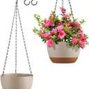 Set of 2 Hanging Planters for Indoor Outdoor Plants, 10 Inch Self-Watering Hanging Flower Pots with Drainage Hole & Removable Water-Storage Tray (Hooks)