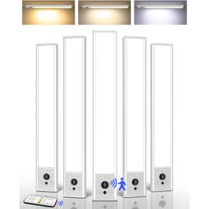 EZVALO 5-Pack Under Cabinet Lighting, 3200mAh Rechargeable Motion Sensor Light, 12inch Magnetic Closet Lights with Dimmable & 3 Color Temps, Wireless Motion Activated Lights with Remote for Kitchen
