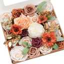 Ling's moment Terracotta Artificial Flowers Greenery Grand Box Set, Burnt Orange & Pink Fake Flower for DIY Wedding Bridal Bouquet, Centerpieces Decor, Floral Arrangement Decor, etc.