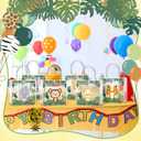 Aliceset 24 Pcs Safari Gift Bags with Handle Clear PVC Wild Animals Candy Treat Goodies Tote Bags for Summer Jungle Birthday Party Baby Shower Favor Supplies