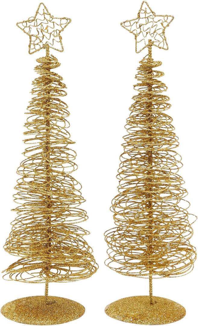 Juvale Living Room Tabletop Tree - 2-Pack, 10.5 in Tall, Gold Wire - Table Decoration & Gold Desk Decoration for Bedroom Table & Office