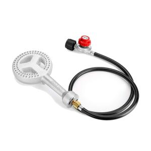 BESTFIRE High Pressure Cast-Iron Propane Burner Head,Round Burner Head with 20 PSIG Adjustable High Pressure Propane Regulator with Hose and Brass Fitting for Propane Burner Head for Cooking Outdoor