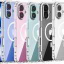 SU - iPhone 16 Magnetic Clear Case Slim Shockproof Design, Compatible with MagSafe, Wireless Charging Case - Transparent Cover, Anti Yellowing Phone Case for iPhone 16 (6.1")