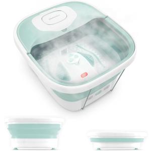 HoMedics Smart Space Elite Footbath with Heat Boost, Collapsible, Invigorating Bubble Massage, 3 Pedicure Attachments, Safe to Use Bath Salts, Patented Safety-Lock System, Ergonomic