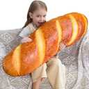 Wepop 40 in 3D Simulation Bread Shape Pillow Soft Lumbar Baguette Back Cushion Funny Food Plush Stuffed Toy