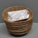 12 Pcs Oval Small Plastic Bread Basket, Wicker Basket for Serving 2.36x9x6.7 Inch Woven Food Storage Basket, Fruit Basket, Gift Basket (Comes with Food Blotting Sheets) Brown