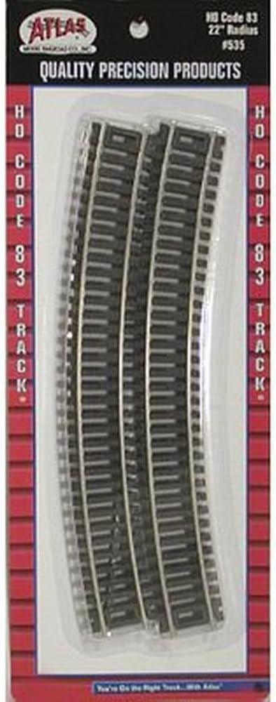 Atlas HO Scale Code 83 22" Radius Curve 6-Pack Model Train Track, Medium