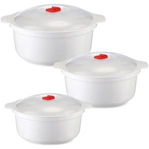 Microwave Ramen Bowl, Microwavable Bowls With Lids, Microwave Steamer with Handls, Bpa Free, Dishwasher Safe, Microwave Cookware for Kitchenware and College Dorms（3pcs）