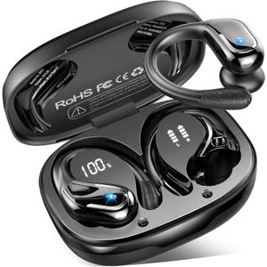 Wireless Earbuds, Sport Bluetooth 5.4 Headphones 2026 New Bluetooth Earbuds with 75Hrs Stereo, 4 ENC Mic, Noise Canceling Over-Ear Buds with Earhooks, IP7 Waterproof Earphones for Workout/Running/Gym