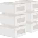 6 Pack linen storage box, with transparent window - foldable clothing storage box, suitable for organizing wardrobes, toys, books | home storage container (6)