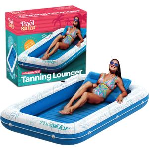 Premium Inflatable Tanning Pool Lounger | Large Inflatable Tanning Bed for Adults - 4 in 1 Multipurpose Suntan Tub | Pool Floats Adults, Inflatable Pool Float | Tanning Float - Sunbathing Pool Raft