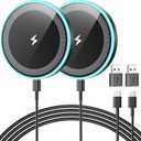 Wireless Charger 2Pack 6FT Samsung Magnetic Wireless Charger Fast Charging Pad with USB-C/A Ports for Samsung Galaxy S26 S25 Ultra/S24 FE/S23 Ultra/S22/S21/Z Google Pixel 9-7, Strong Magnet Technology