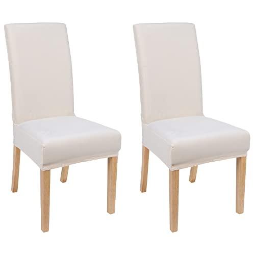 Smiry Velvet Stretch Dining Room Chair Covers Set of 2, Soft Removable Washable Chair Slipcovers Kitchen Parsons Chair Protector, Cream