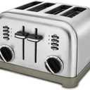 Cuisinart 4 Slice Toaster, Compact Stainless Steel Toaster with Extra-Wide Slots for Toasting Bread, French Toast, Bagels and Pastries, Defrost & Reheat Functions, CPT-180P1, Brushed Stainless