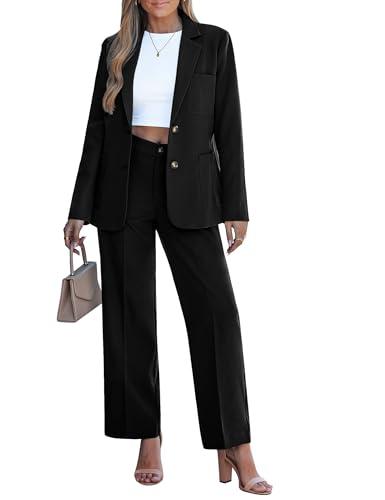 luvamia Elegant Womens Pantsuit Black Sets Women 2 Piece Outfits Women Pant Suits Dressy Casual Corporate Outfits for Pantsuit Long Sleeve Blazer Sets Black Size Medium US 8 to 10 Size M