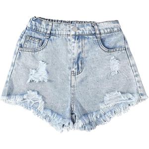 GORGLITTER Girl's Ripped Jean Shorts High Waist Straight Leg Denim Shorts 11Y