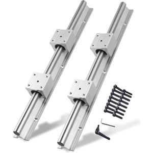 ANWOK Linear Rail SBR12-500mm Linear Rail Guide 2Set + 4X SBR12UU Bearing Blocks Fully Support Shaft Rod Kit for Electronic Equipment Guide Bar