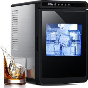 Electactic Clear Ice Cube Makers- Produces 9 Large, 1.6" Clear Ice Cubes per Hour, 24H Timer, Self-Cleaning, 5 Ice Cube Sizes for Cocktails, Whiskey & Bourbon
