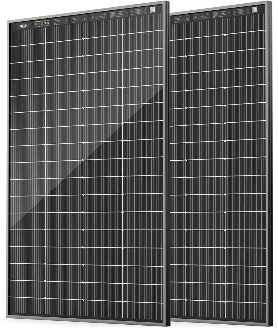 HQST 400W Solar Panel, 2 * 200W, N-Type, Bifacial, 16BB, 25.4% Efficiency,
IP68, Dual Side, 30% Extra Power, 47.2*30.1*1.2inch , 30-Year Life, Low-Light Performance, for RV, Trailer, Marine, Off Grid