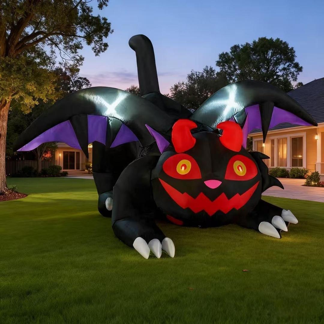 8FT Halloween Inflatable Outdoor Decoration: Black Cat with Red Face Inflatable Yard Ornament with Built-in LED, Suitable for Yard, Garden, Party, Lawn Decoration