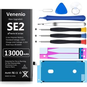 [13000mAh] Battery for iPhone SE 2020, Upgraded Ultra-High Capacity Replacement Battery for iPhone SE 2nd Generation A2275, A2296, A2298 with Complete Repair Tool Kit