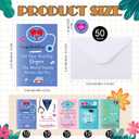 Eaasty 50 Sets Nurses' Graduation Season Cards with Stickers and Envelopes Blank Inside Funny 5 Style Greeting Card Designs