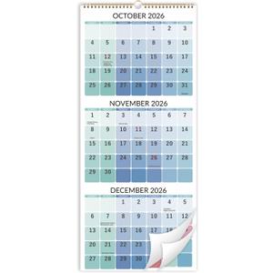 2026 Wall Calendar - 3 Month Wall Calendar 2026 Vertical, Dec. 2025 - Jan. 2027, 11.3" x 26", Calendar 2026, Lay - Flat, Holidays, Blocks