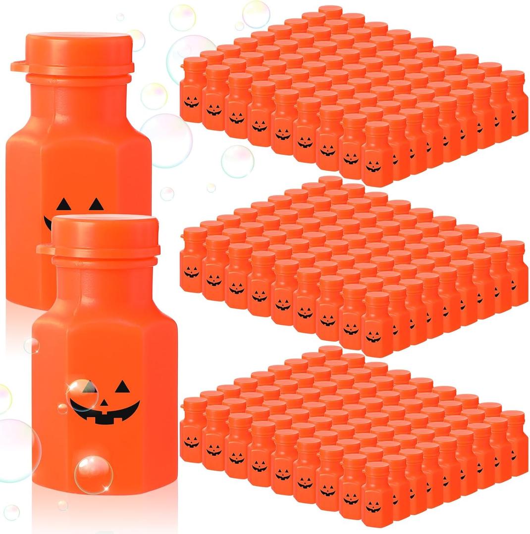 Wettarn 100 Pcs Halloween Bubbles for Kids 1.77 inch Mini Pumpkin Bubbles Bulk Kids Halloween Party Favors Toys Accessory Goodies Bag Fillers for Classroom Awards Outdoor