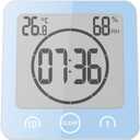 AOZBZ Shower Wall Clock, Digital Kitchen Timer with Alarm, Waterproof Touch Screen Timer, Temperature Humidity Display with Suction Cup Hanging Hole (Blue)