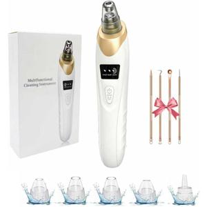 2026 Blackhead Remover with 5 Suction Heads & 4 Gold Extractor Needles, Electric Blackhead Vacuum Pore Vacuum for Deep Facial Cleaning, USB Rechargeable for Women & Men-Khaki