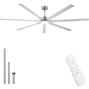 96 Inch Industrial Ceiling Fans with Light,Brushed Nickel HVLS Ceiling Fan with 6 Speeds Reversible Motor,High CFM Indoor/Outdoor Ceiling Fan with 7 Aluminum Blades for Barn shop,Commercial