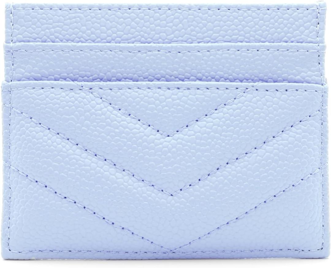 Womens Leather Card Holder Wallet | Slim Luxury Vegan Leather Compact Wallet | Thin Designer Quality Leather Credit Card Minimalist Wallet for Women (Baby Blue)
