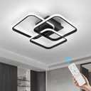 Modern Ceiling Light,Dimmable Black LED Ceiling Light Fixtures with Remote Control,Square Flush Mount Ceiling Lamp for Living Room Dining Room Bedroom Kitchen