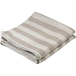 Jacquard Striped Pure 100% Linen Hand Kitchen Towel, 16 x 30 Inches, Set of 2, Grey/White