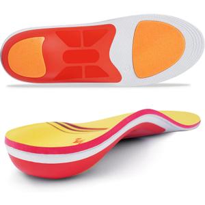 Plantar Fasciitis Relief Insole Heavy Duty High Arch Supports Orthotics Men Women Overpronation Inserts, Orthopedic Flat Feet Pads Heel Pain Work Boot Shoe Insoles Size(13-13 1/2) (Orange)