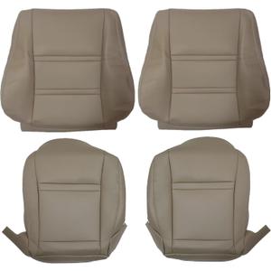 4PCS Driver & Passenger Side Bottom and Top Lean Back Seat Covers Microfiber Leather Tan Compatible with Toyota Land Cruiser 1990 1991 1992 1993 1994 1995 1996 1997
